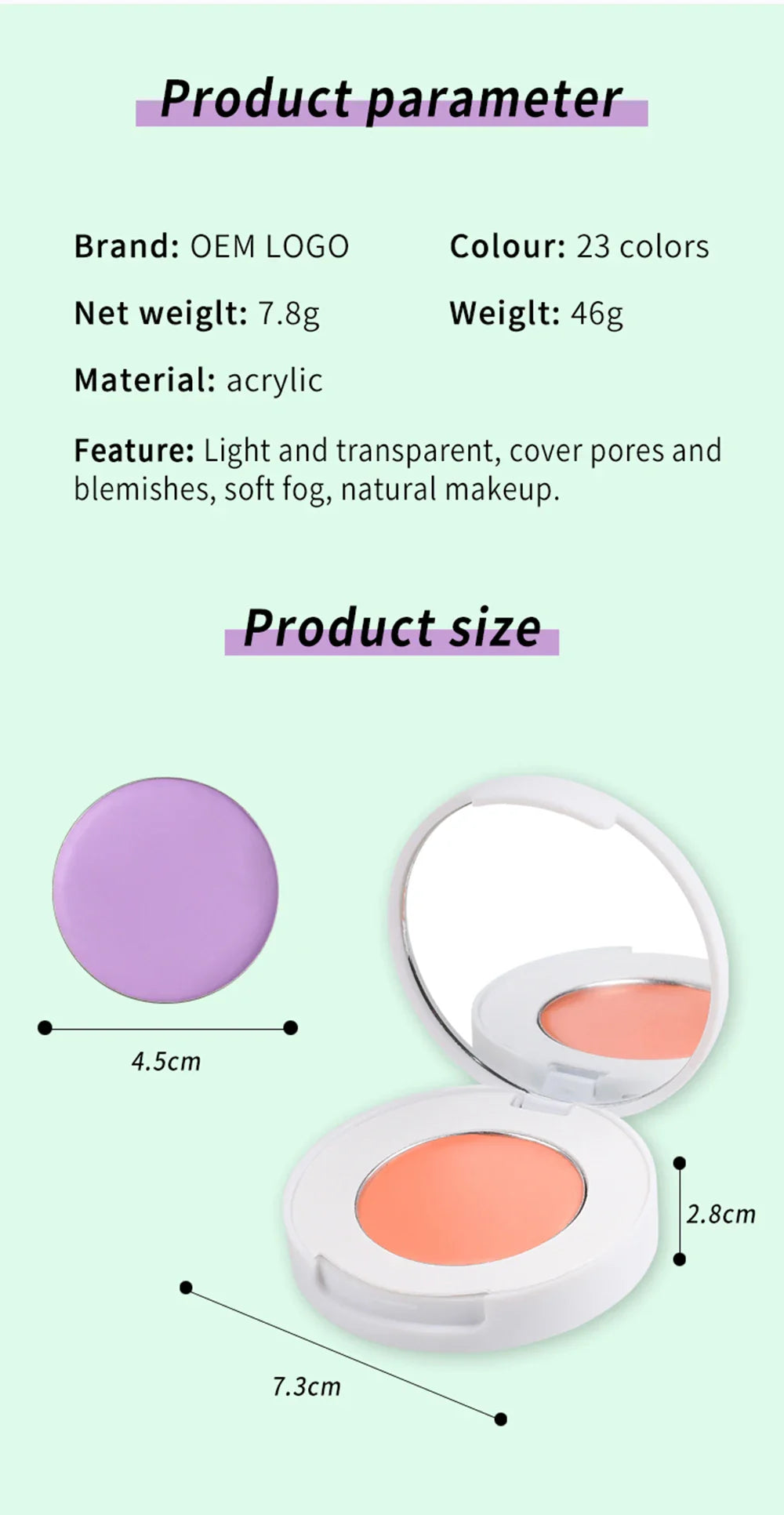 Monochrome Concealer Cream Privatae Label Long Lasting Cover Spot Acne Mark Custom Logo Highlight Blush Makeup White Package