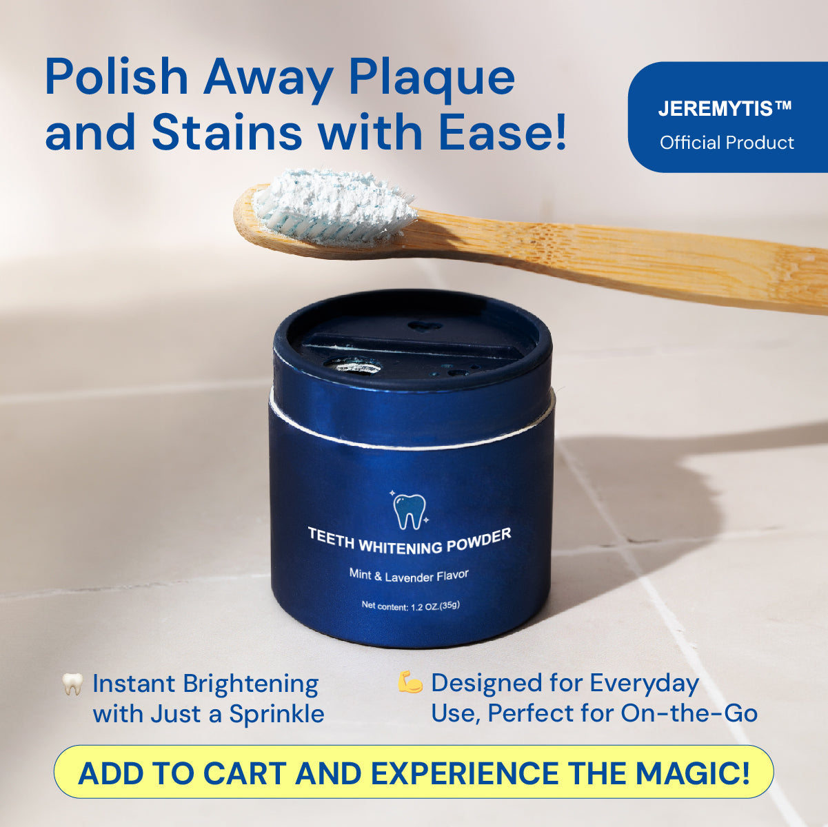Magic Whitening Toothpaste JEREMYTIS™ Powder with Hydroxyapatite - World's First & Only! Sprinkle or Dip!
