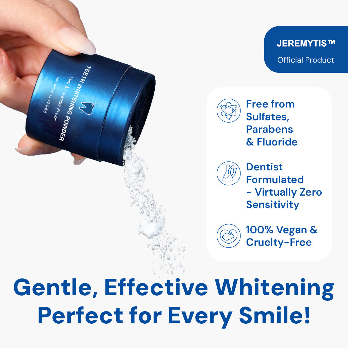 Magic Whitening Toothpaste JEREMYTIS™ Powder with Hydroxyapatite - World's First & Only! Sprinkle or Dip!