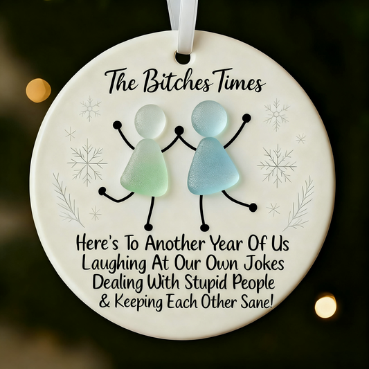 Funny Friendship Sea Glass Keepsake Ornament
